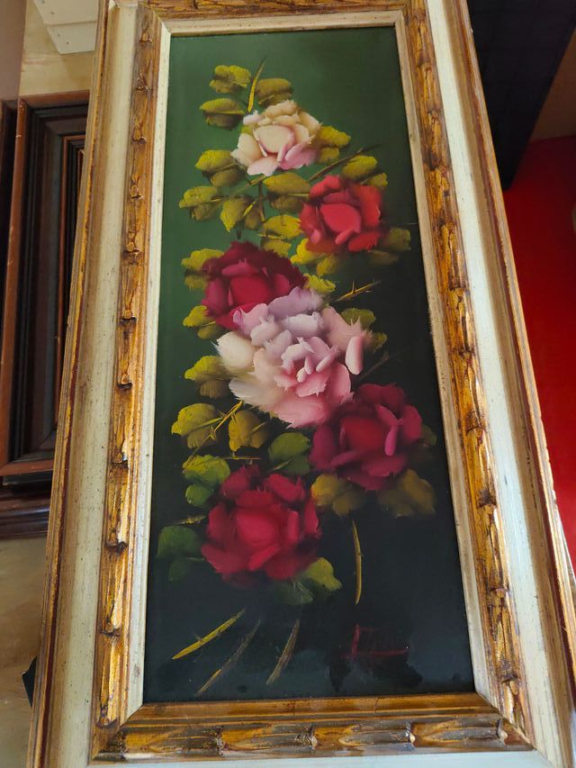 Cuadro al óleo de rosas