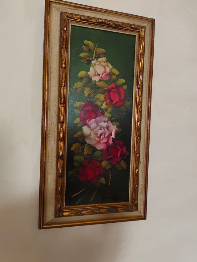 Cuadro al óleo de rosas