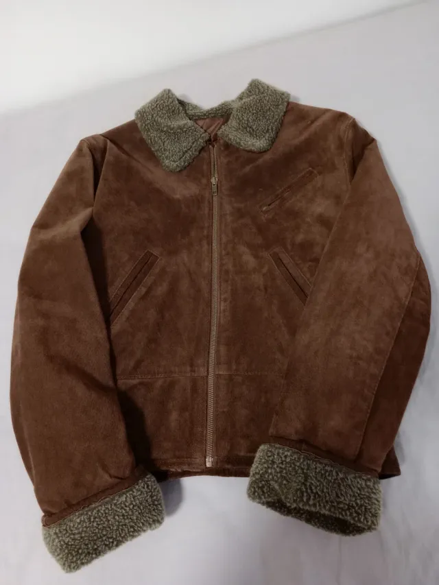 Chaqueta de piel marrón mujer