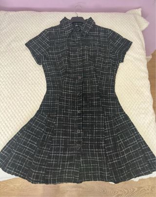Vestido Zara Tweed Negro Brillante