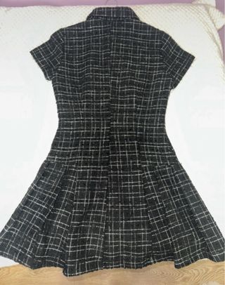 Vestido Zara Tweed Negro Brillante
