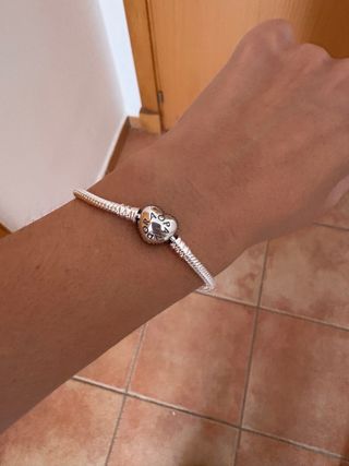 Pulsera pandora plata cierre corazón 18 cm