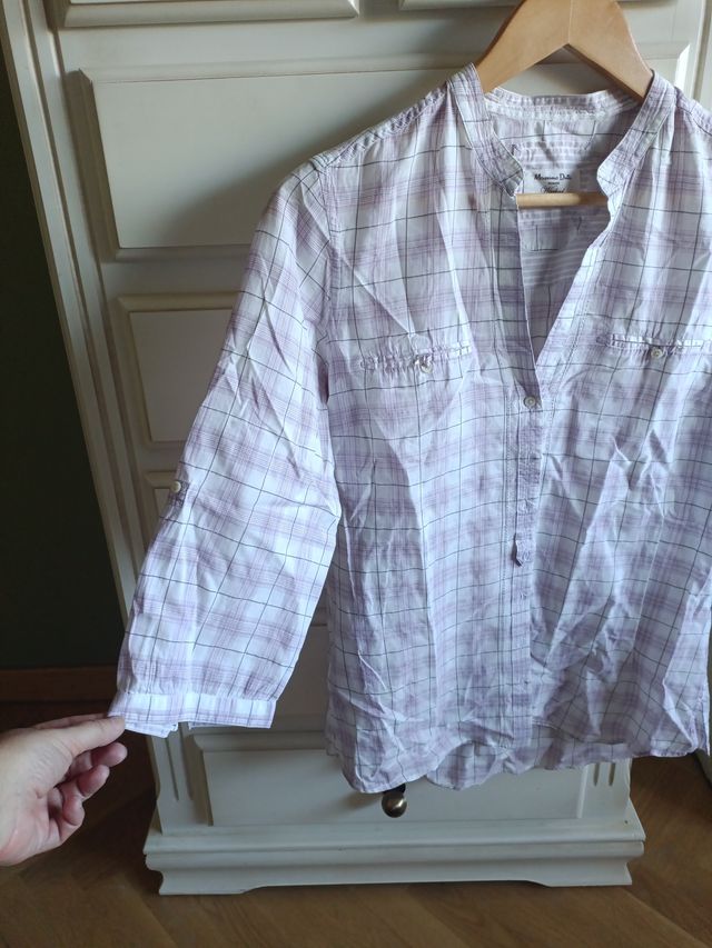 Blusa Massimo Dutti T40 Rosa y Blanca