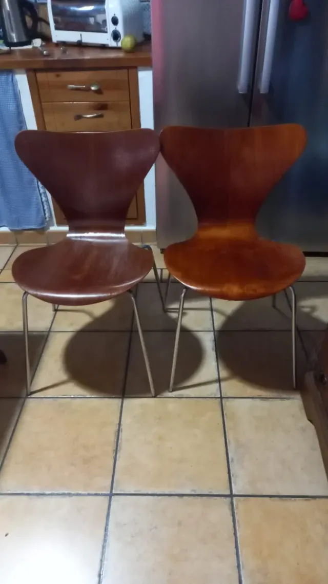 2 Sillas Madera y Metal Marrón