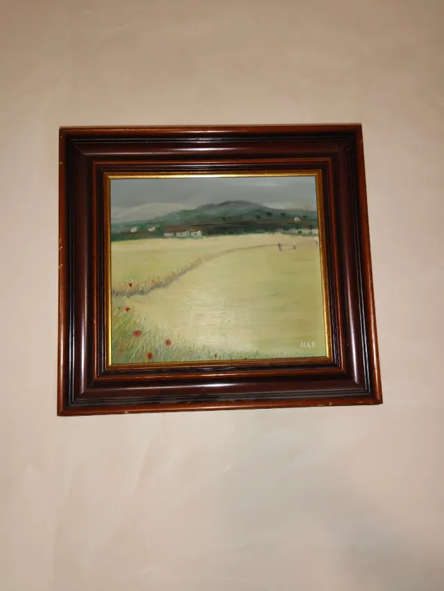 Cuadro óleo paisaje rural