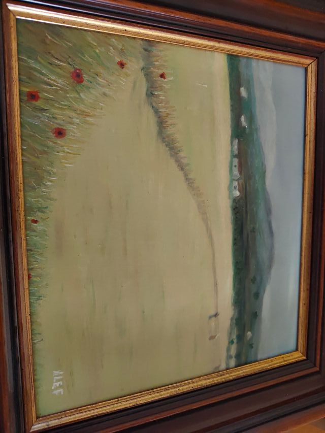 Cuadro óleo paisaje rural