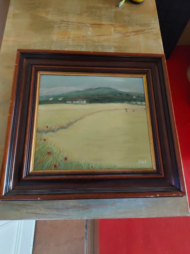 Cuadro óleo paisaje rural