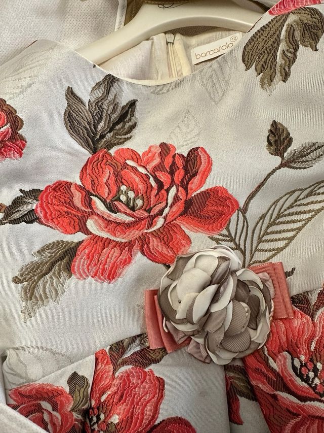 Vestido Ceremonia Niña Flores Rosa Blanco