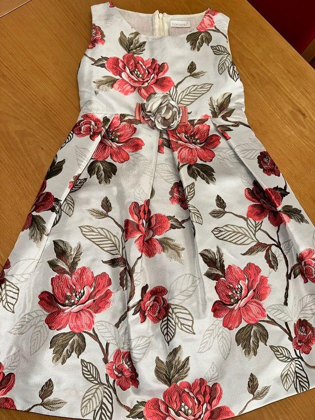 Vestido Ceremonia Niña Flores Rosa Blanco