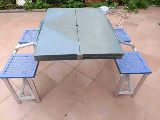Mesa picnic plegable metal y plástico