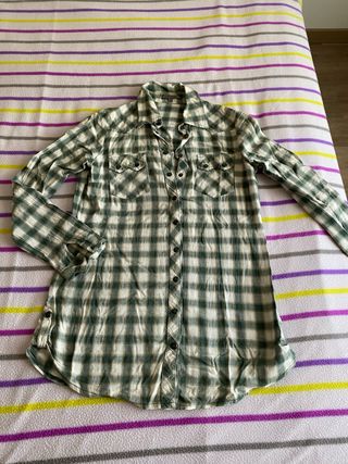 Camisa cuadros verde y blanco