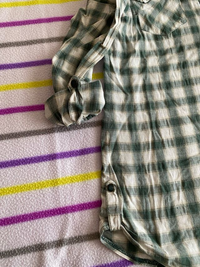 Camisa cuadros verde y blanco