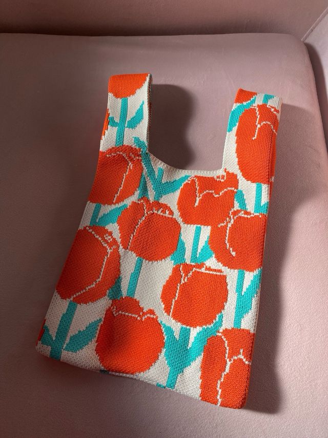 Bolso de mano nuevo estampado tulipanes