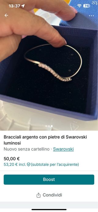 Bracciale Swarovski argento con pietre luminosi