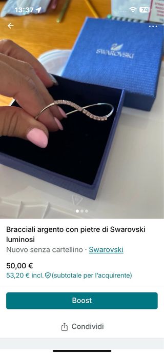Bracciale Swarovski argento con pietre luminosi