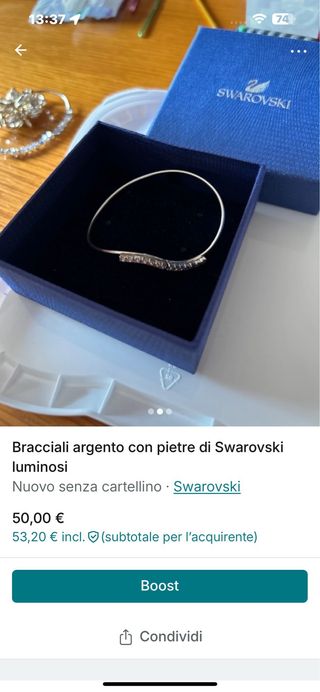 Bracciale Swarovski argento con pietre luminosi