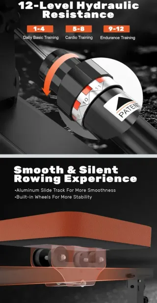 Máquina de Remo Naranja 12 Niveles