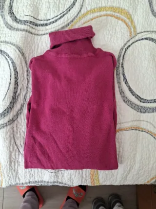 Jersey cuello alto mujer rosa