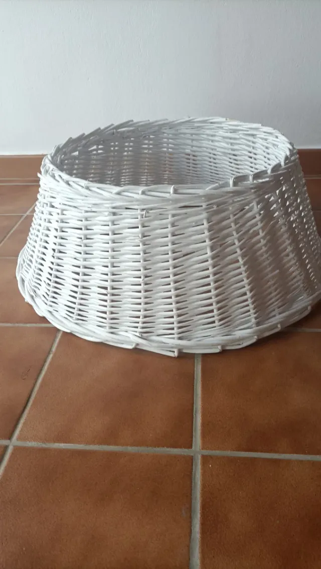 Falda árbol navidad mimbre blanco