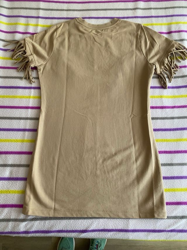 Vestido beige con flecos y águila dw libertad