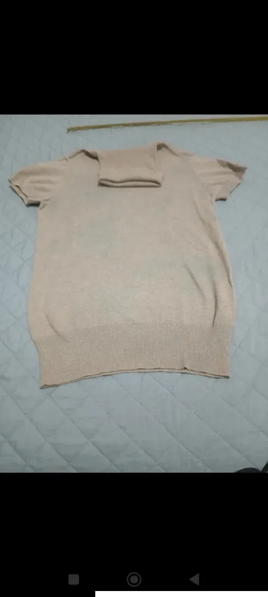 Pullover manica corta collo dolcevita beige