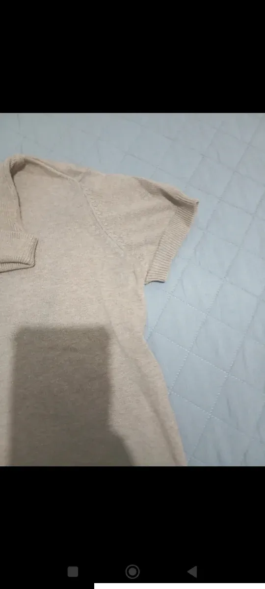 Pullover manica corta collo dolcevita beige