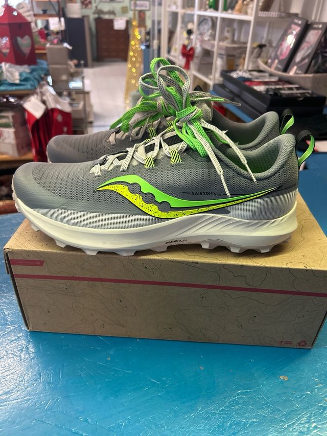 Scarpe Saucony da trail running grigie e verdi