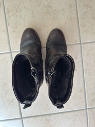 Italian real leather buckle block heel ankle boots