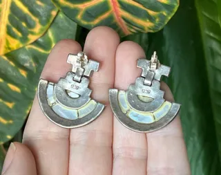 Antiguos pendientes nácar marcasitas y plata 925