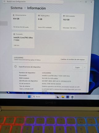 PORTÁTIL GAMING HP OMEN TRANSCEND 14 OLED 2,8K