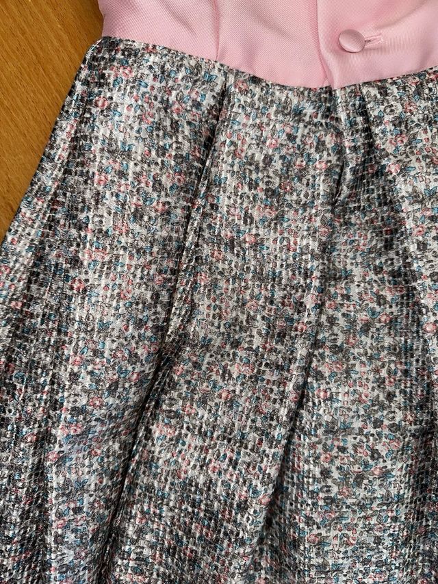 Vestido ceremonia niña rosa y plateado