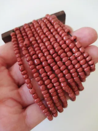 Pulsera elástica madera y piedras terracota