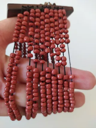Pulsera elástica madera y piedras terracota
