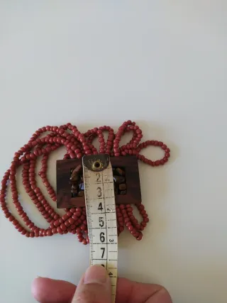 Pulsera elástica madera y piedras terracota