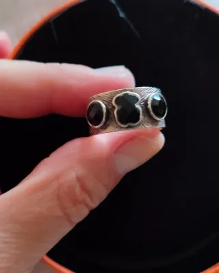 Anillo Tous Oso Negro Plata