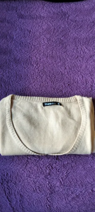 Jersey Shana punto cuello pico beige M