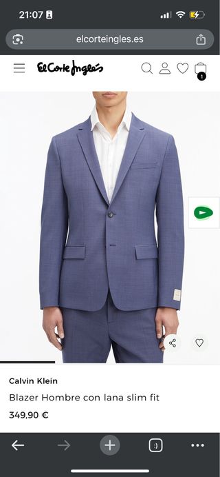 Traje Calvin Klein azul/gris slim fit
