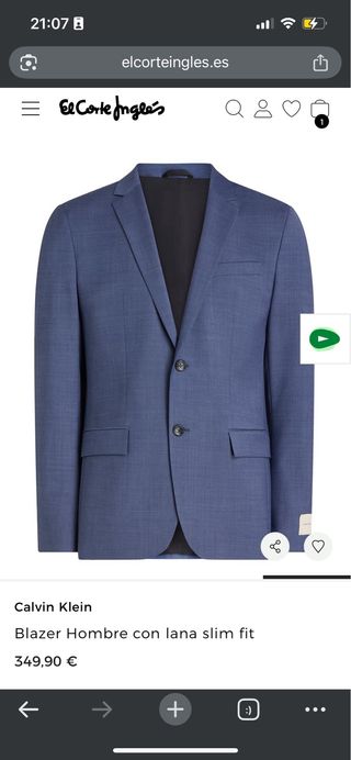 Traje Calvin Klein azul/gris slim fit
