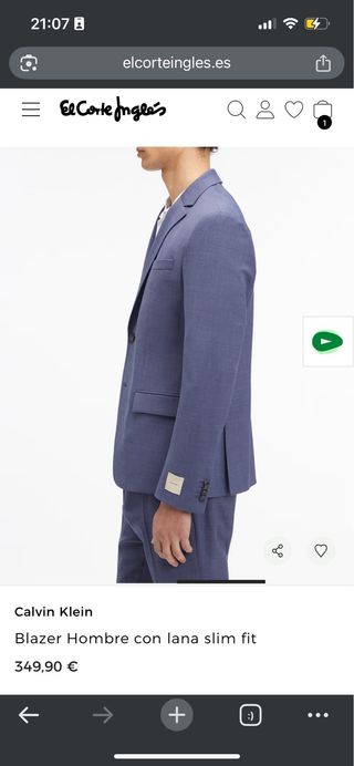 Traje Calvin Klein azul/gris slim fit
