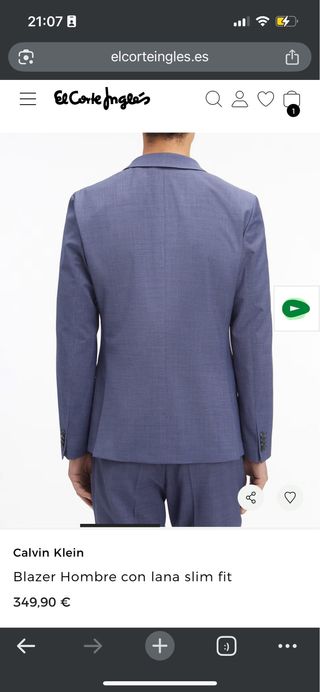 Traje Calvin Klein azul/gris slim fit
