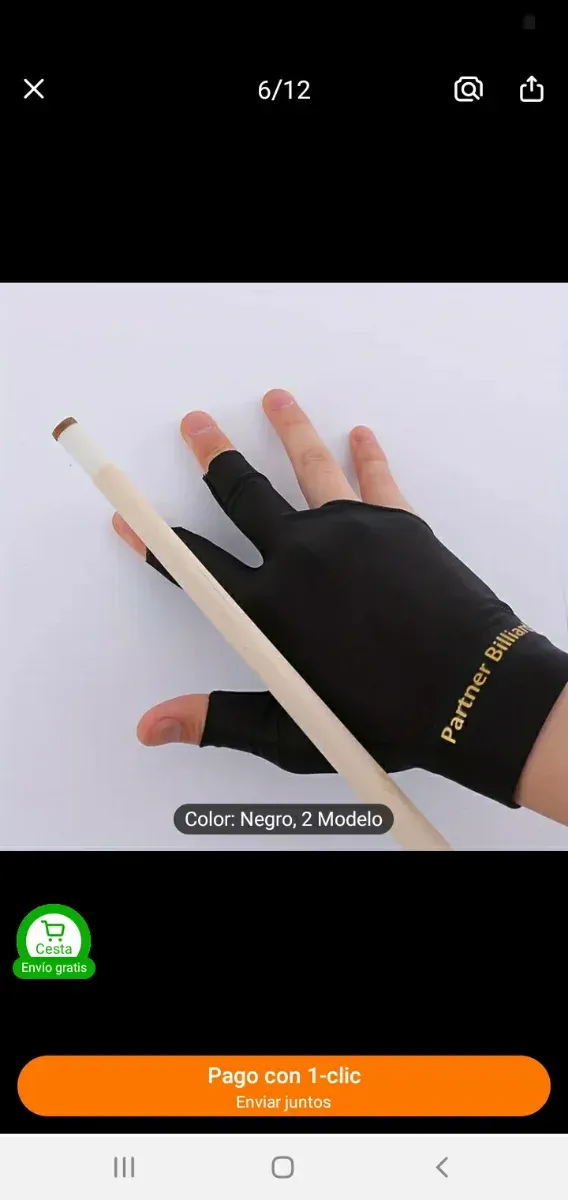 Guante de billar Partner Billiard negro