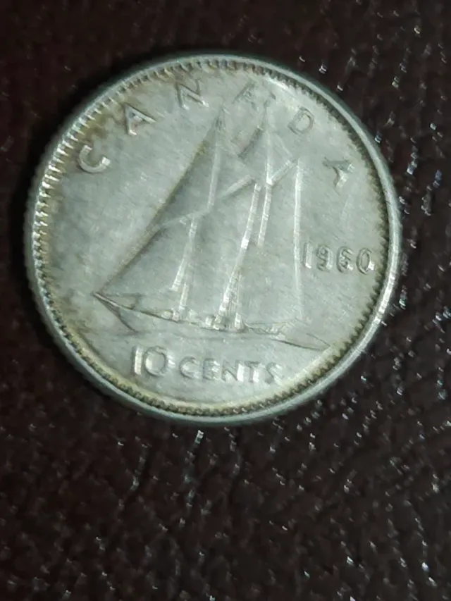 Moneda Canadá 10 Cents 1960 in argento