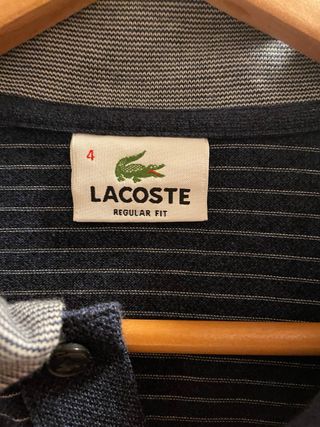Polo Lacoste Rayas Azul y Gris Talla L
