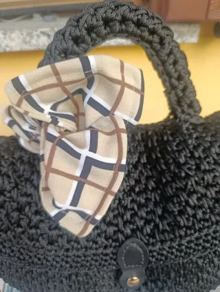 Borsa nera handmade corda intrecciata