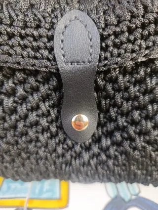 Borsa nera handmade corda intrecciata