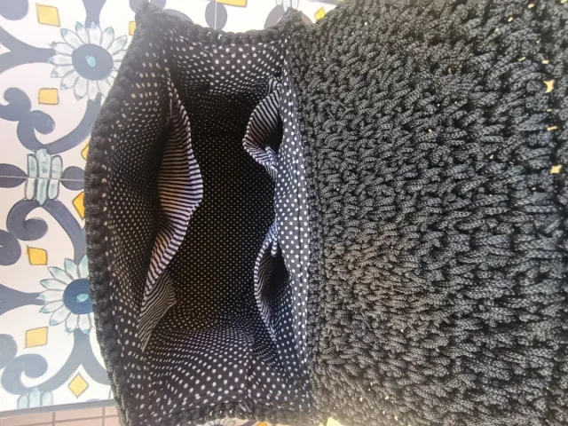 Borsa nera handmade corda intrecciata