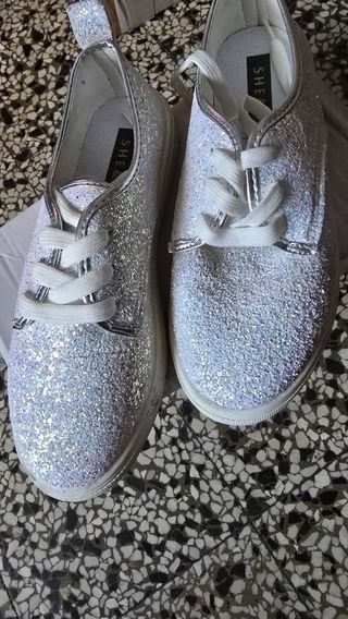 Scarpe glitter argento n.39