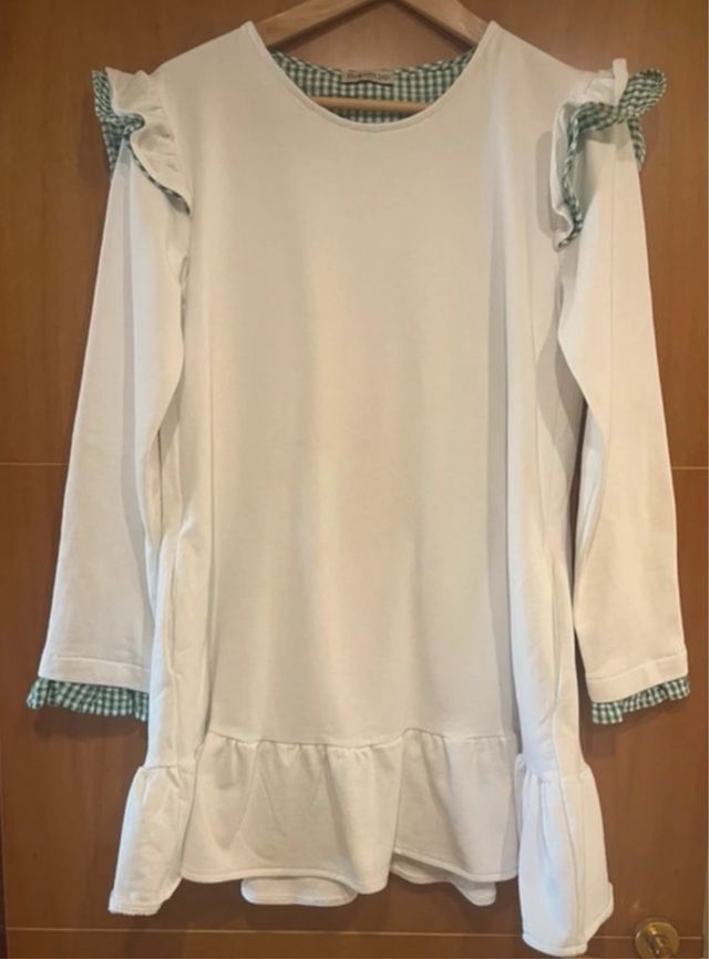 Vestido blanco con volantes talla M