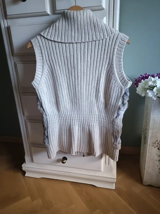 Chaleco punto y pelo Tintoretto Beige/Marrón