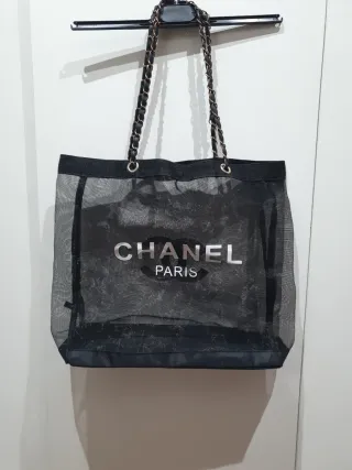 Borsa a tracolla Chanel nera e argento